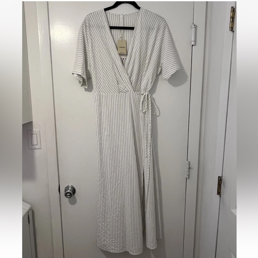 Mango Stripe Maxi Wrap Dress Size 8 - Picture 3 of 14